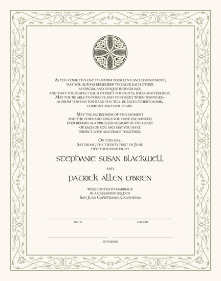 Celtic Cross 07 Celtic Wedding Certificates