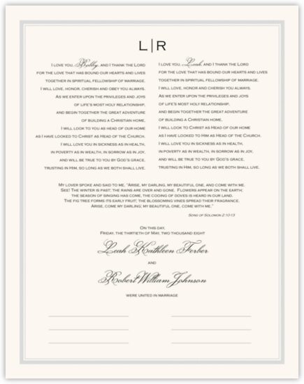Classic Copperplate Contemporary and Classic Wedding Certificates