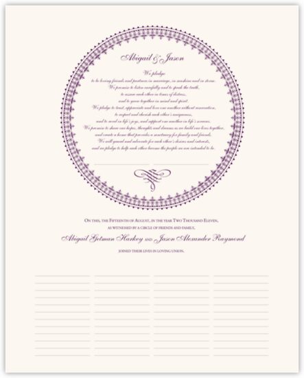 India Inspired Circle Contemporary and Classic Wedding Certificates