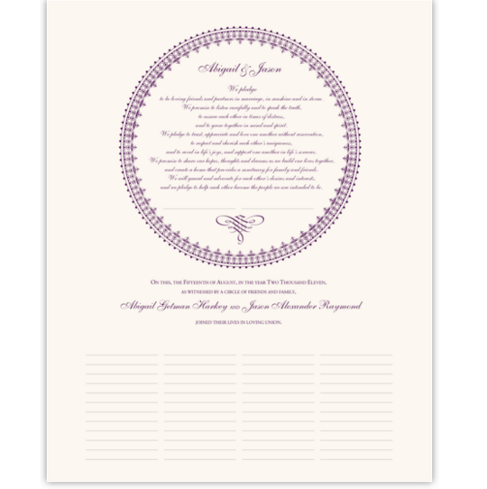 India Inspired Circle Contemporary and Classic Wedding Certificates