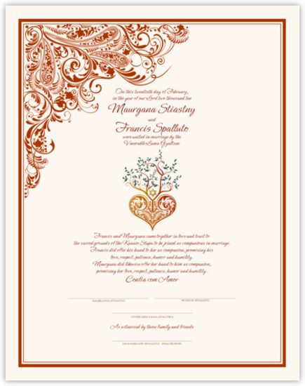Paisley Power Tree of Life Heart Contemporary and Classic Wedding Certificates