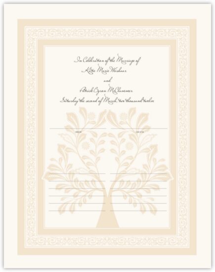 Paisley Tree of Life Flower Wedding Certificates