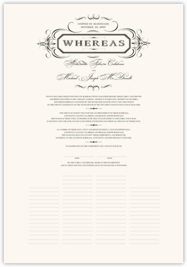 French Victorian Contemporary and Classic Wedding Certificates