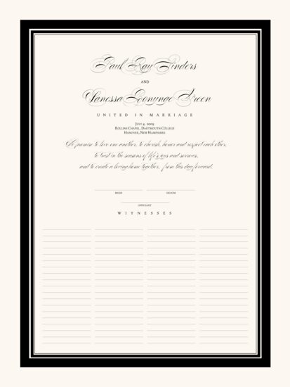 Poem Script Traditional Contemporary and Classic Wedding Certificates