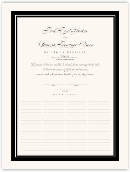 Poem Script Traditional Contemporary and Classic Wedding Certificates