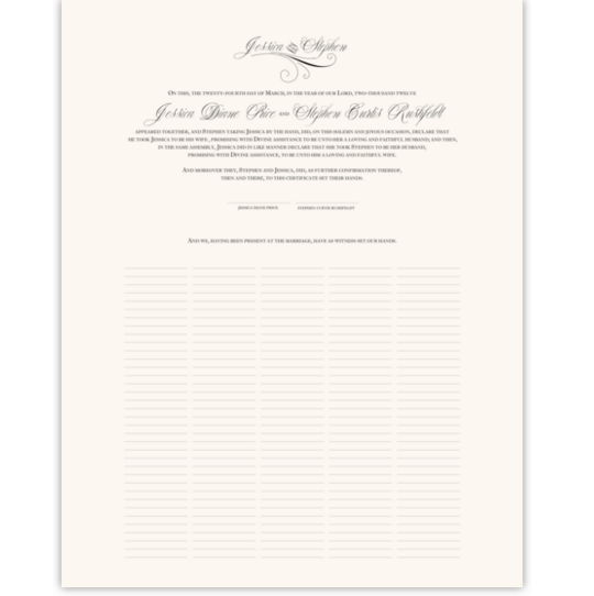 Yves Monogram Contemporary and Classic Wedding Certificates