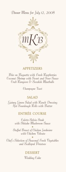 Carmine Tango Monogram Contemporary and Classic Menus