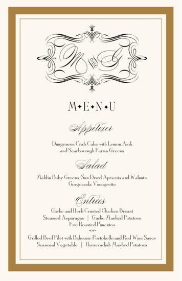 Compendium Monogram Contemporary and Classic Menus