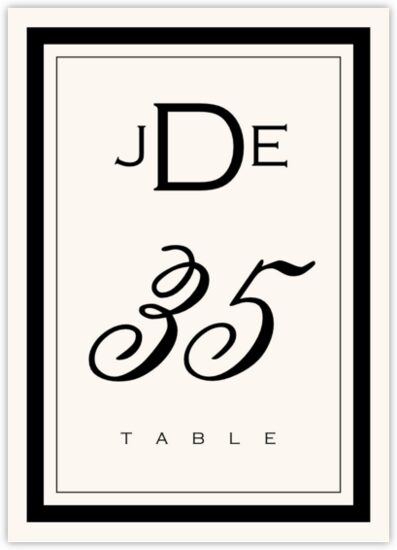 Copperplate Monogram Contemporary and Classic Table Numbers