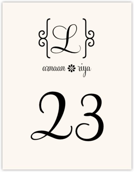 Feel Script Monogram Contemporary and Classic Table Numbers
