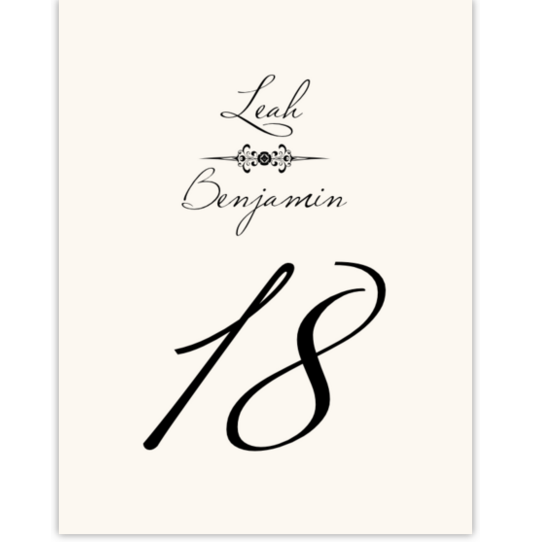 Miss LeGatees Correspondence Contemporary and Classic Table Numbers