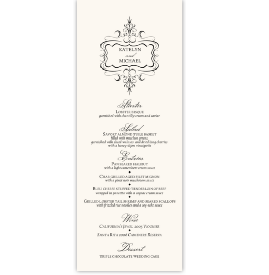 Monsieur Victorian Frame Contemporary and Classic Menus