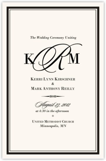 Sloop Monogram Contemporary and Classic Wedding Programs
