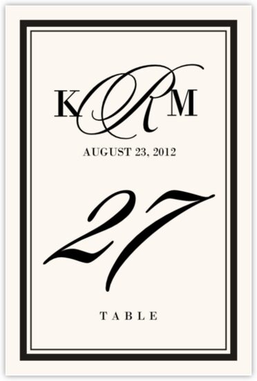 Sloop Monogram Contemporary and Classic Table Numbers