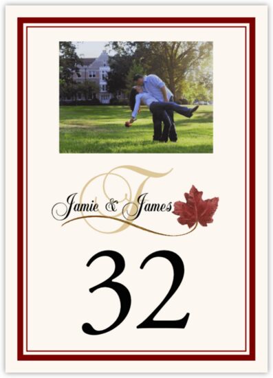 Fall in Love Autumn and Fall Leaves Table Numbers