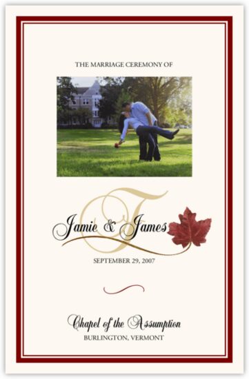 Fall in Love Photo Wedding Programs