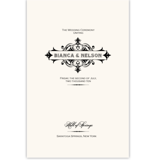Golden Slipper Vintage Contemporary and Classic Wedding Programs