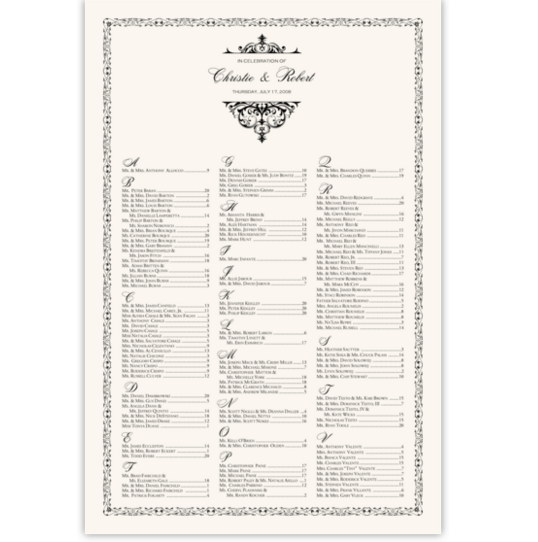 Abbey Cocktail Contemporary and Classic Wedding Seating Charts