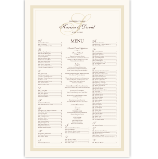 Elegance Monogram 28 Contemporary and Classic Wedding Seating Charts