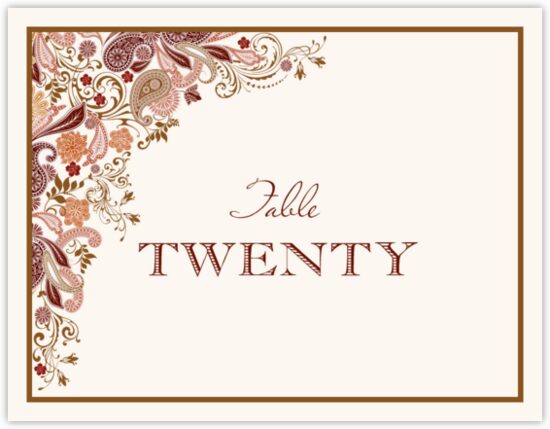 Paisley Garden Contemporary and Classic Table Names