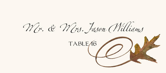 White Oak Swirl Autumn/Fall Leaves Place Cards
