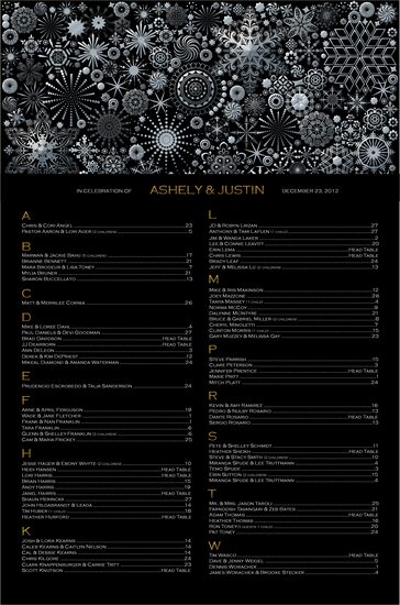 Snow Crystal Winter and Holiday Seating Charts