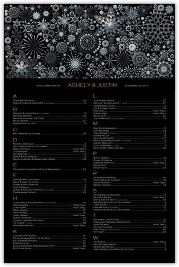 Snow Crystal Winter and Holiday Seating Charts