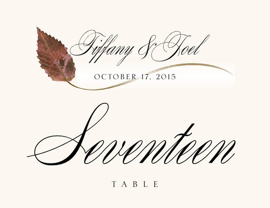 Ironwood Wispy Leaf Autumn and Fall Leaves Table Numbers