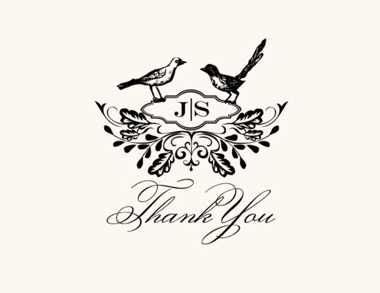 Woodcut Birds Birds and Butterflies Thank You Notes