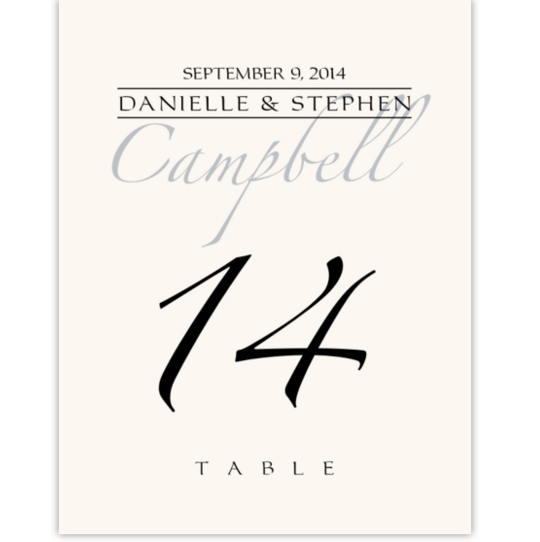 Zapfino Monogram 13 Contemporary and Classic Table Numbers