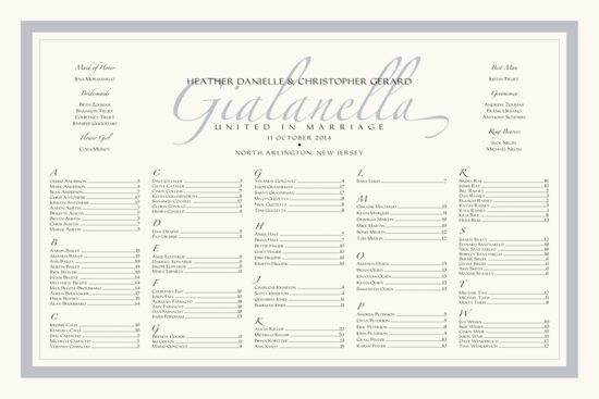 Zapfino and Imperial Contemporary and Classic Wedding Seating Charts