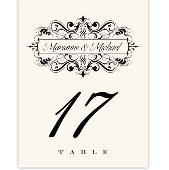 Zowie Contemporary and Classic Table Numbers
