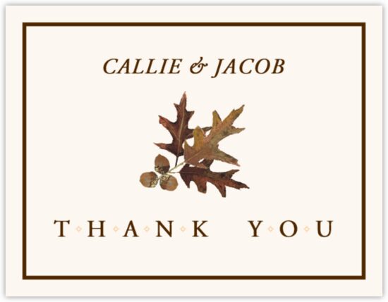 Oak and Acorn Leaves, Flowers, Vineyard & Grapes Thank You Notes