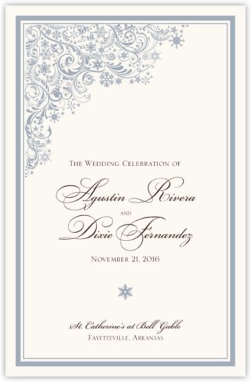 Snowstorm Winter and Holiday Wedding Programs