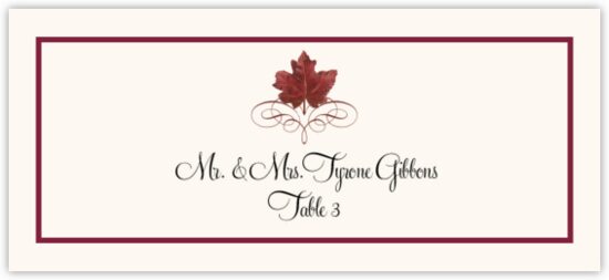 Maple Leaf Flourish Autumn/Fall Leaves Place Cards