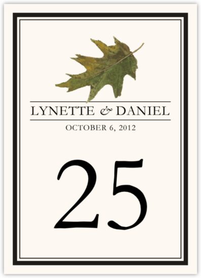 Oak Leaf Monogram Autumn and Fall Leaves Table Numbers