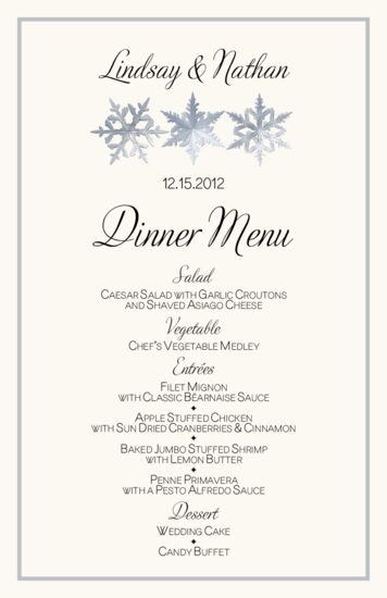 Snowflake Pattern Winter, Snowflake, and Holiday Menus