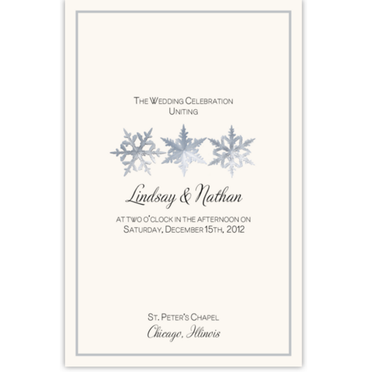 Snowflake Pattern Winter and Holiday Wedding Programs