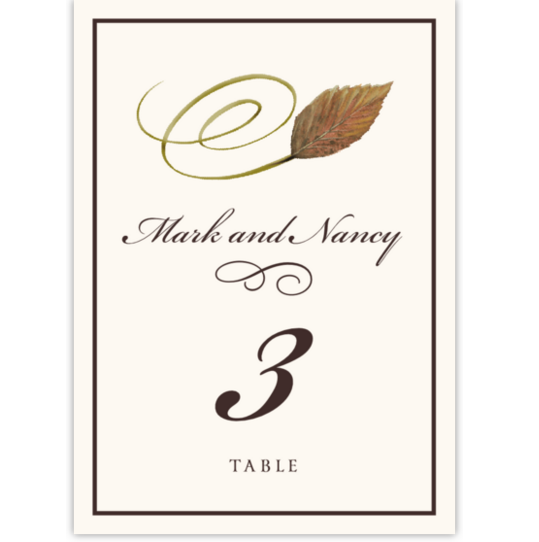 Swirly Leaves Autumn and Fall Leaves Table Numbers