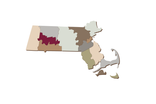 Cultural Illustrations Map of Massachusetts Artwork