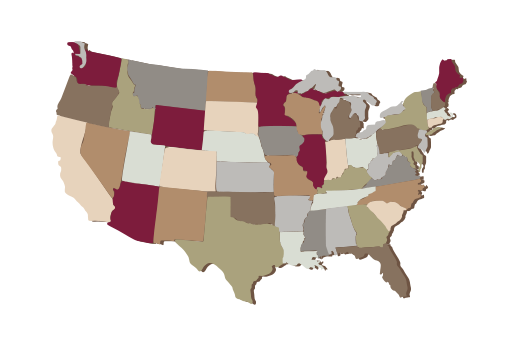 Cultural Illustrations Map of United States Artwork