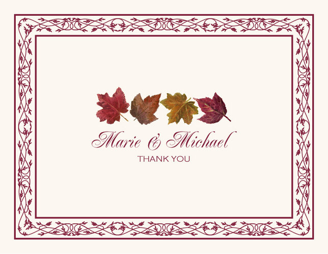 Fall Thank You Notes With Autumn Leaves And Trees Documents And