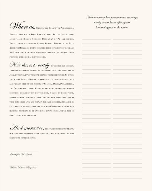 Religious Wedding Certificates And Marriage Documents Quaker