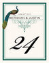 Peacock Flourish Monogram Birds and Butterflies Table Numbers