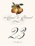 Two Pears Fruit and Grape Table Numbers