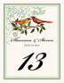 Two Red Birds - Windy Afternoon Birds and Butterflies Table Numbers