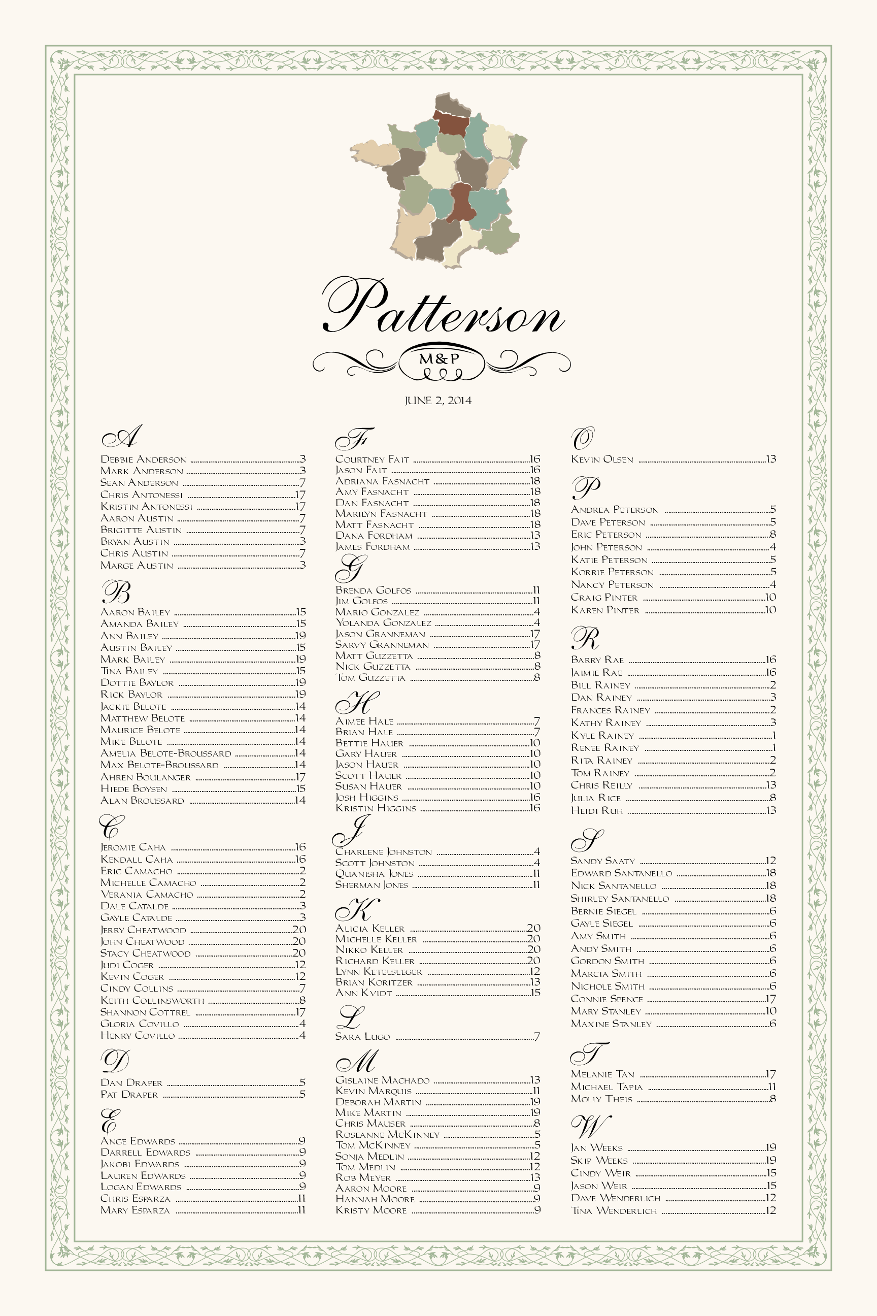 Map Seating Chart Wedding