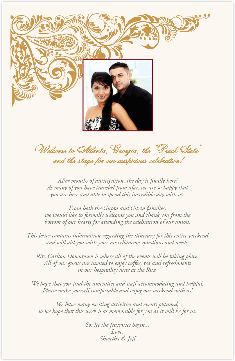 Indian Wedding Welcome Letter Paisley Pattern Indian Indian Wedding Welcome Letter Paisley Pattern Indian
