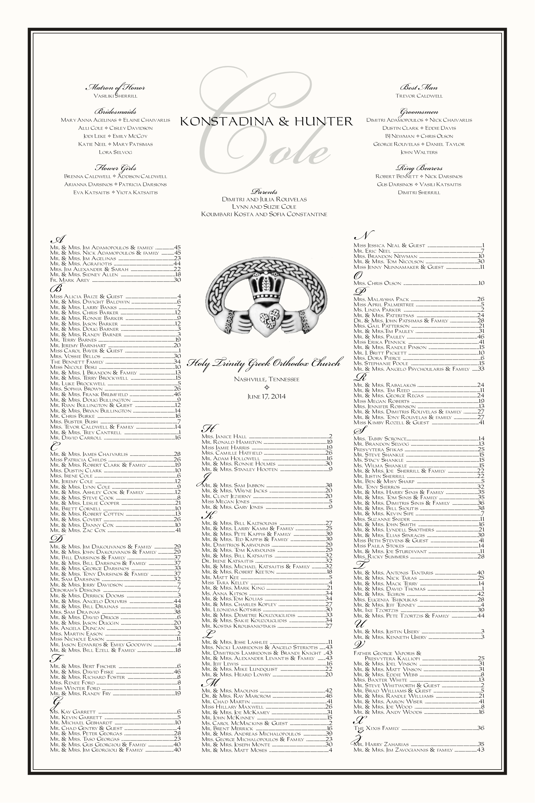 Britt Seating Chart