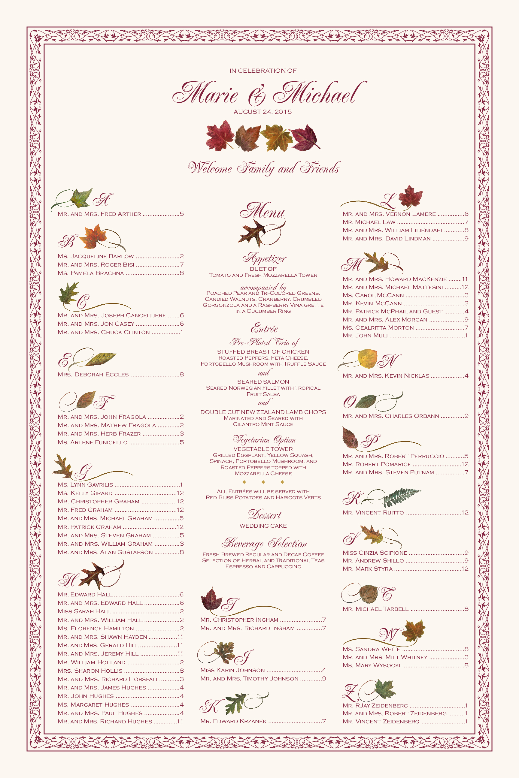 Wedding Ceremony Seating Chart